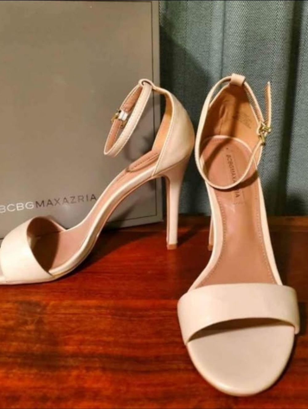 BCBGMaxAzria Blush Nude Ankle-Strap Stiletto Sandals